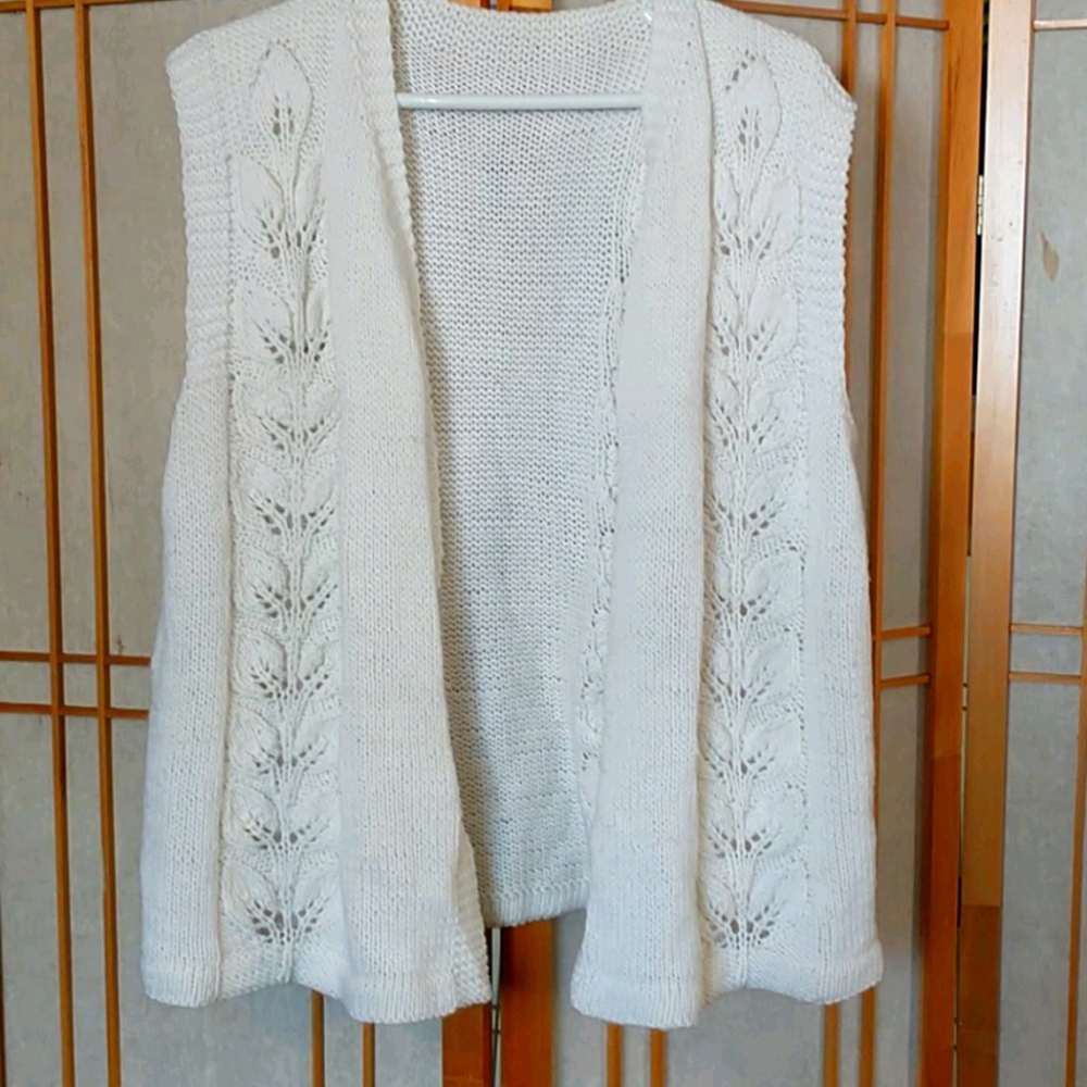 White hand crocheted vest